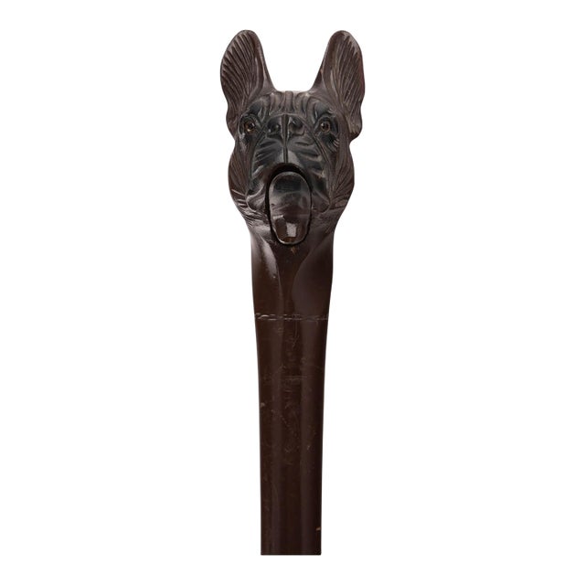 Antique Carved Wooden Dog Head Figure with Articulated Mouth For Sale