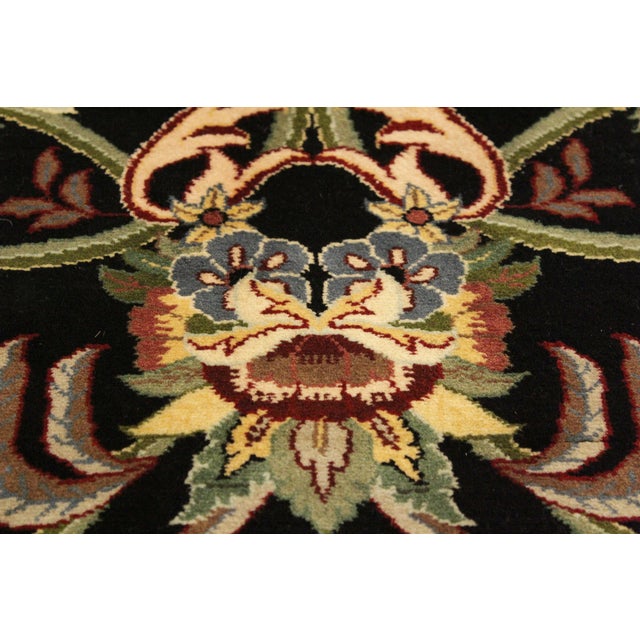 1990s Shabby Chic Medallion 1990's Pak-Persian Black/Beige Wool Rug - 4'2'' X 6'2'' For Sale - Image 5 of 9