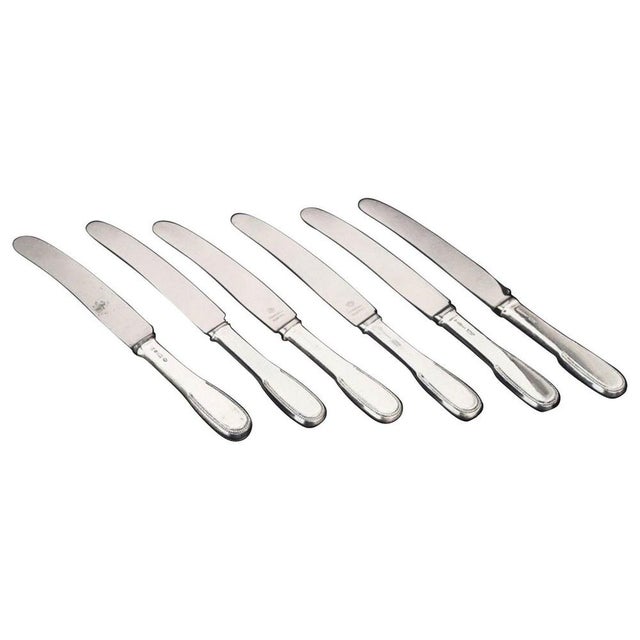Lunch Knives in Sterling Silver and Stainless Steel by Evald Nielsen, 1930s, Set of 6 For Sale - Image 6 of 6