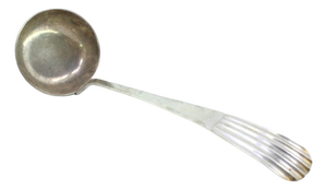 Silver Soup Ladle with Embossed Handle