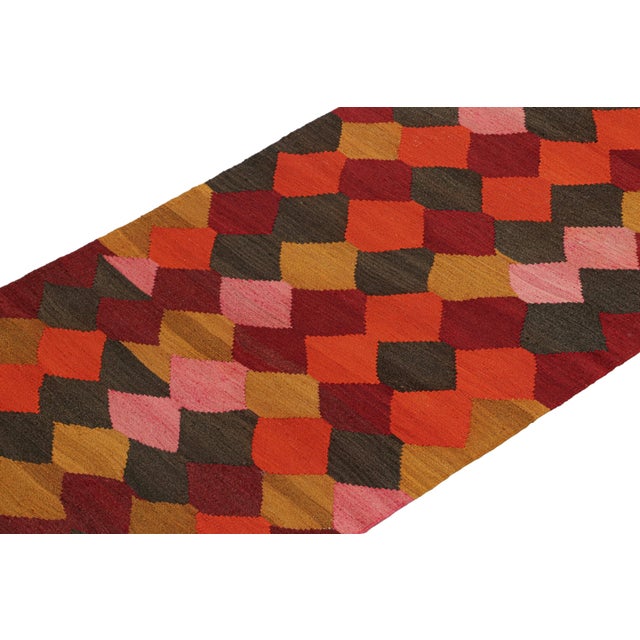 This vintage 3x9 Shahsavan kilim is a unique tribal runner for its period. Handwoven in wool, it originates circa...