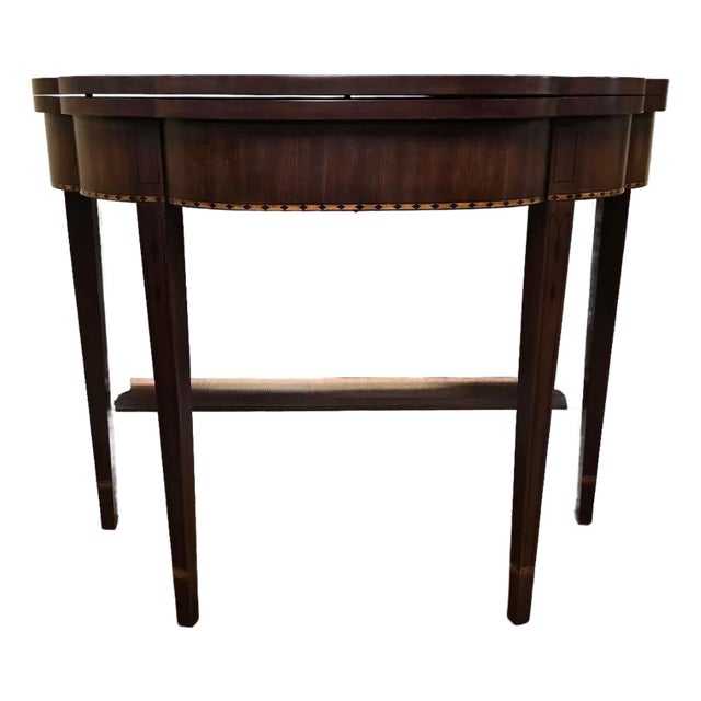 Henkel Harris Cherry Gate Leg Federal Style Flip Top Games Table For Sale