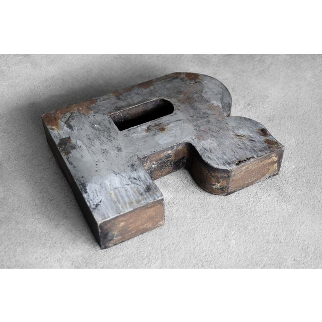 Metal Large Vintage Polish Industrial Metal Letter R, 1950s For Sale - Image 7 of 12