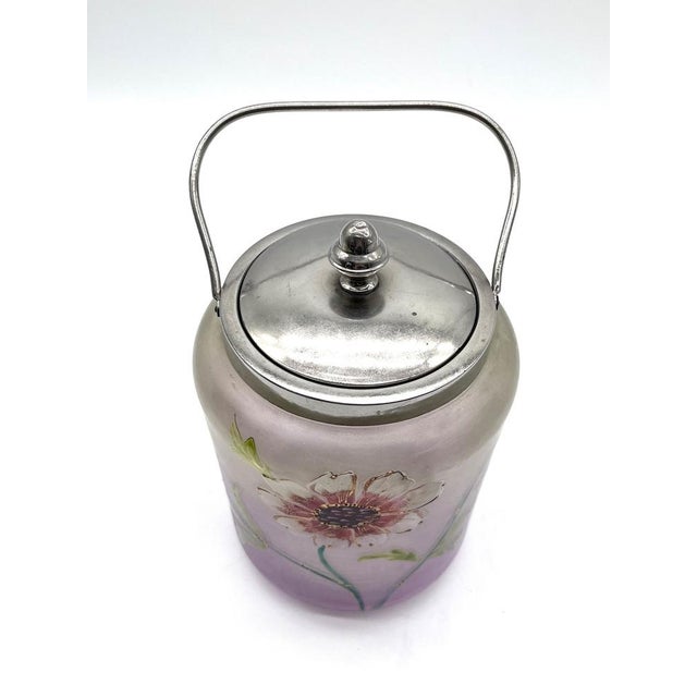 Antique Art Nouveau Glass Bonbonnière with Floral Decoration, 1900s For Sale - Image 6 of 17