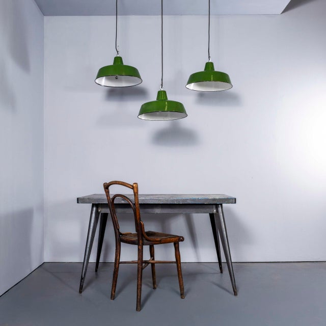 Textile Army Enamel Hanging Pendant Lamp, 1950s For Sale - Image 7 of 13