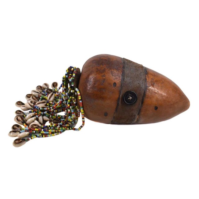 African Early 20th Century Nyamwezi Beaded Fertility Doll Gourd with Shells Tanzania For Sale - Image 3 of 4