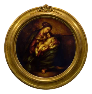 Sacred Maternal Love, Oil Painting on Canvas, 1950s, Framed