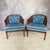 French 1990s Cane and Upholstered Club Accent Barrel Chairs a Pair For Sale - Image 3 of 17