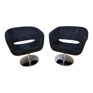 Modern Italian Tulip Chrome Base Chairs Newly Reupholstered - Pair For Sale