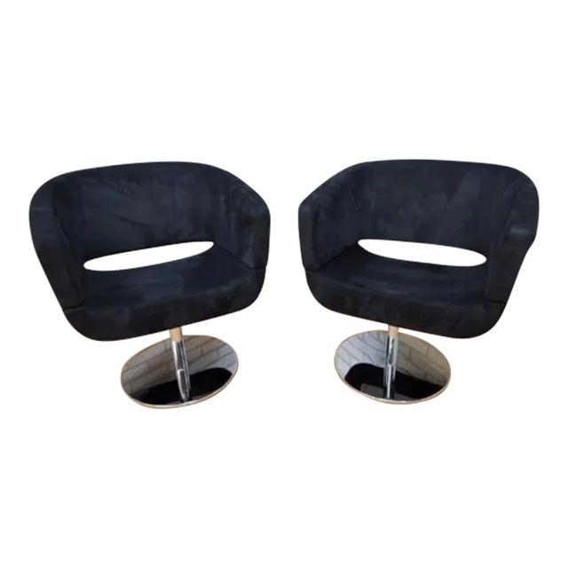 Modern Italian Tulip Chrome Base Chairs Newly Reupholstered - Pair For Sale