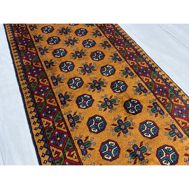 1990s Terracotta Brown Turkmen Tribal Wool Runner Rug, 2'10" X 16' For Sale - Image 5 of 13