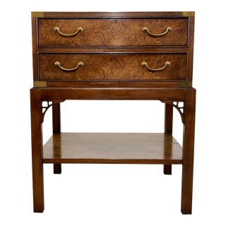 Vintage Campaign Burled Wood Server For Sale