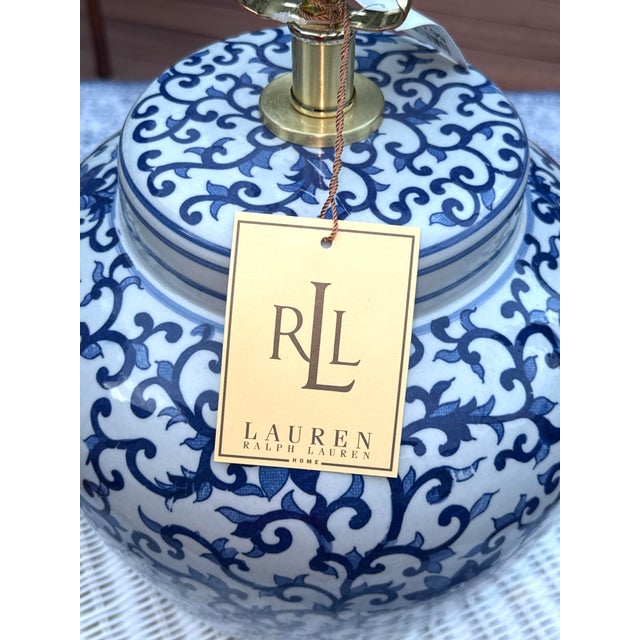 Ralph Lauren Ralph Lauren Blue & White Porcelain Lamp – 25" Tall For Sale - Image 4 of 11