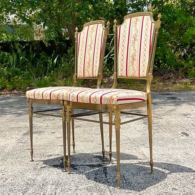 Vintage Italian Brass Charvari Chairs - a Pair For Sale - Image 4 of 6