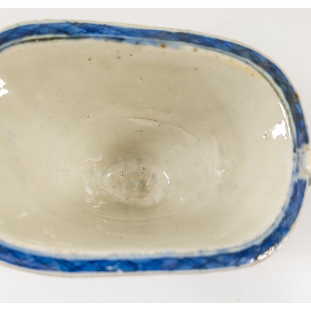 Ceramic 18th Century Chinese Export Blue and White Canton Helmet Creamer For Sale - Image 7 of 10