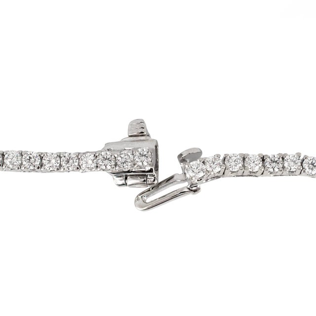 Metal 14k White Gold 7.37ct Round Diamond 4 Prongs Princess Chain Tennis Necklace For Sale - Image 7 of 8
