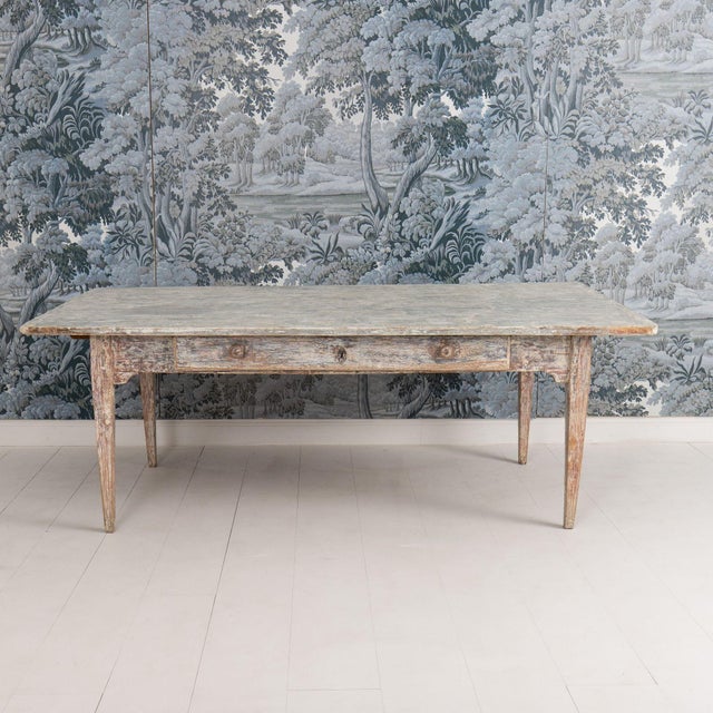 Pair of 19th C. Italian Tables From a Convent in Original Paint For Sale In Wichita - Image 6 of 16