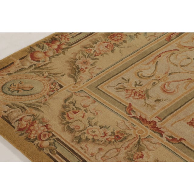 Rug & Kilim Antique French Aubusson Rug With Stately Golden Floral Medallions - Rug & Kilim For Sale - Image 4 of 10