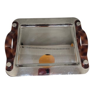 Oscar De La Renta Intrusion Silvertone VANITYIntrusion by Oscar De La Renta Dresser Tray Tortoise Shell Handle For Sale