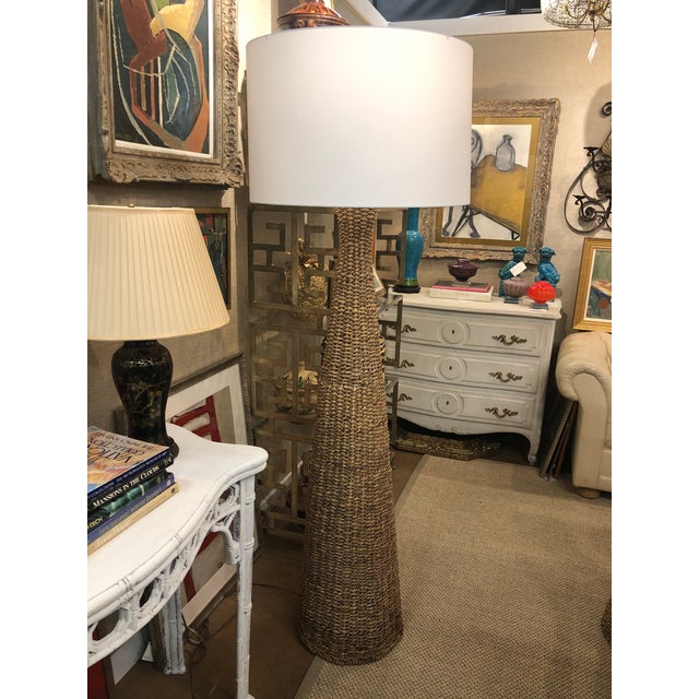 Mid 20th Century Tall Wicker Floor Lamp With Shade Chairish
