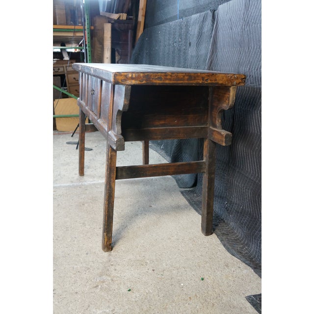 Antique Early 20th C. Chinese Dongbei Elm Altar Table Console Cabinet Sideboard For Sale - Image 14 of 18
