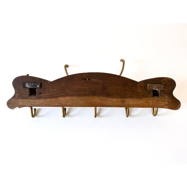 Art Nouveau Brass and Wood Coat Rack or Hanger, Germany, 1900s For Sale - Image 16 of 18
