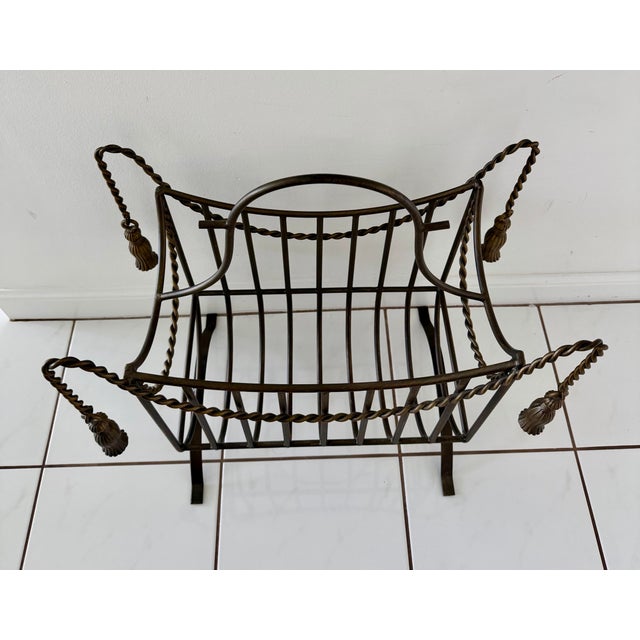 Mid 20th Century Hollywood Regency Tassle Magazine Rack For Sale - Image 5 of 7