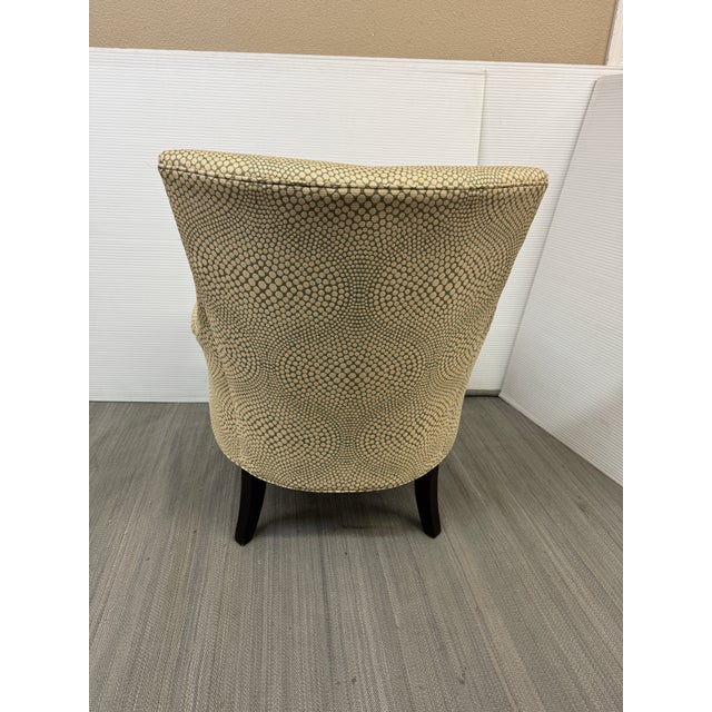 Light Yellow Contemporary Wingback Chair With Spiral Pattern For Sale - Image 8 of 12