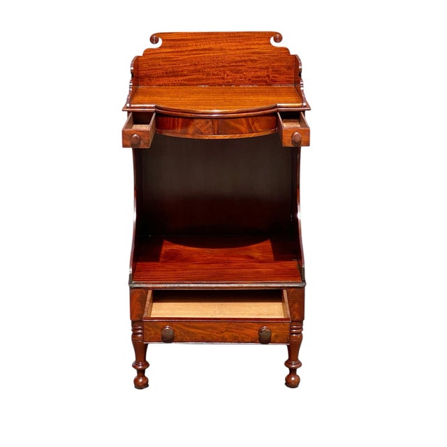 Early 19th Century Antique Massachusetts Mahogany Washstand With 3 Drawers & Scrolled Gallery For Sale - Image 5 of 12