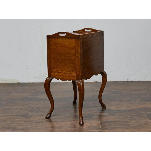 French Louis XV Walnut Nightstand with Tray Top and Hoof Feet, 19th Century For Sale - Image 12 of 12
