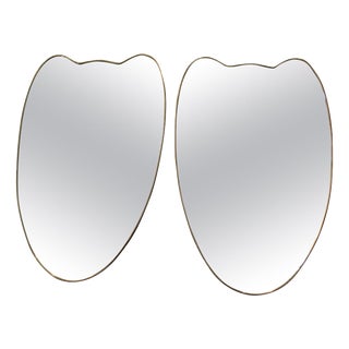 Italian Modernist Brass Wall Mirror in the style of Gio Ponti, 1950s For Sale