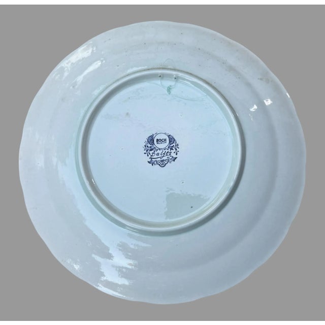 Vintage Boch Belgium Blue & White Decorated Scenic 15.5” Charger White Horse For Sale - Image 4 of 5
