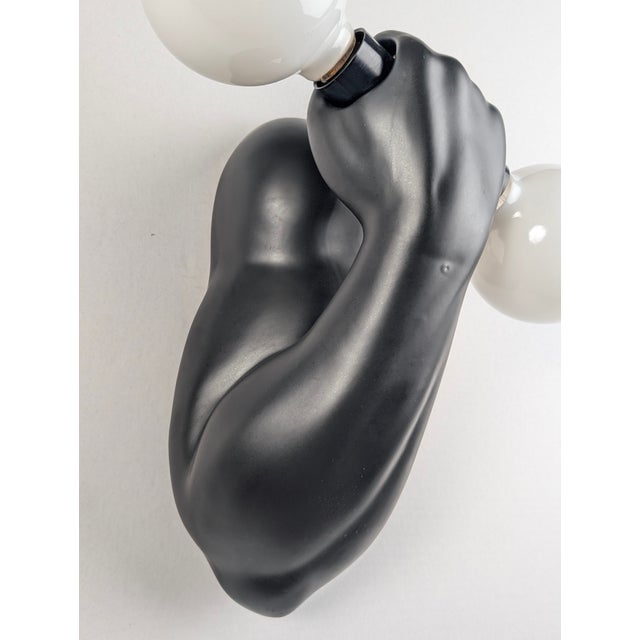 Black Ceramic Wall Sconce from J.C. Peiré, 1980s For Sale - Image 6 of 12