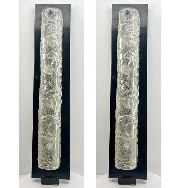 Vintage iceglass pair lamps from rudolf zimmermann bamberg rzb germany, 1970s in excellent condition and in working order....