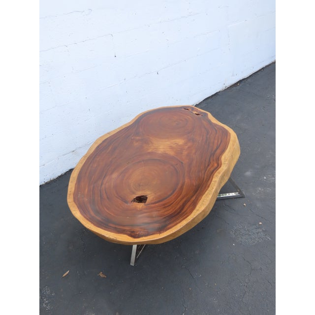 Rustic Natural Live Edge Wood Tree Slice Side Large Coffee Table 6891 For Sale - Image 13 of 18