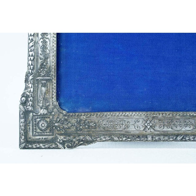 Mid 20th Century Vintage Silvered Brass Ornate Tabletop Picture Frame