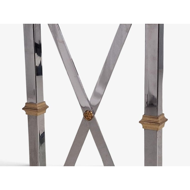 Maison Jansen Style, Neoclassical Console Table, Chrome, Brass, France, 1970s For Sale - Image 14 of 15
