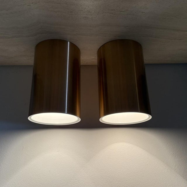 Cillinder Flush Mounts in Rose Gold Finish, 1970s, Set of 2 For Sale - Image 16 of 18