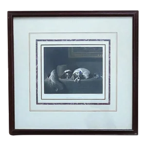 Cavalier King Charles Spaniels Dogs Steel Engraving C. 1860 by Edwin Henry Landseer Antique