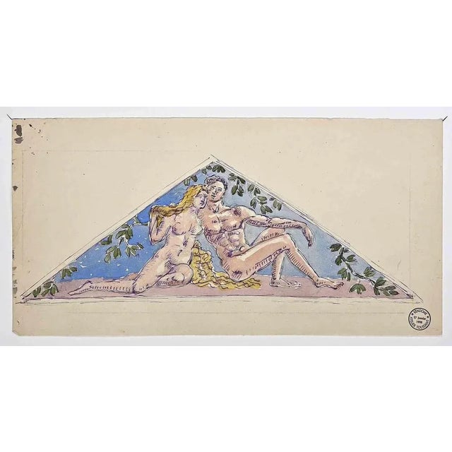 Gaston Touissant, Adam and Eve, Original Drawing, Early 20th-Century For Sale - Image 3 of 3