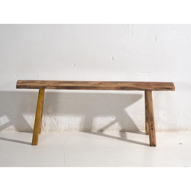 Brown Antique Elm Footboard Bench, 1870s For Sale - Image 8 of 12
