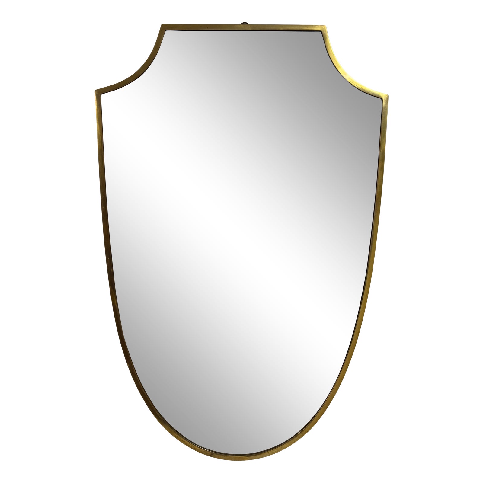 Italian Shield-Shaped Brass Wall Mirror, 1950s | Chairish