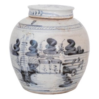 Antique Scenic Hand-Painted Chinese Ginger Jar For Sale