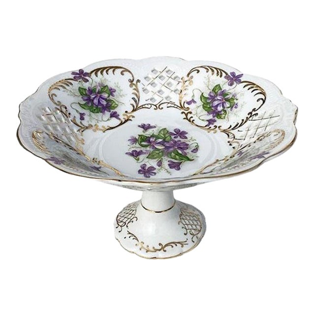 Ceramic Ardalt Three Graces Hand Painted Purple Compote or Candy Dish For Sale