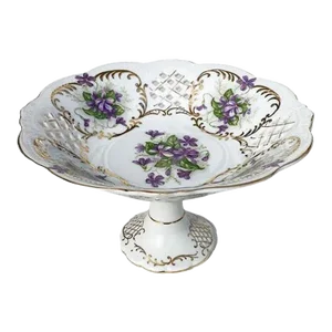 Ceramic Ardalt Three Graces Hand Painted Purple Compote or Candy Dish