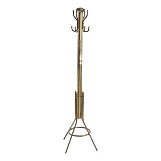 Early 20th Century Freestanding Brass Coat Hat Tree Rack For Sale
