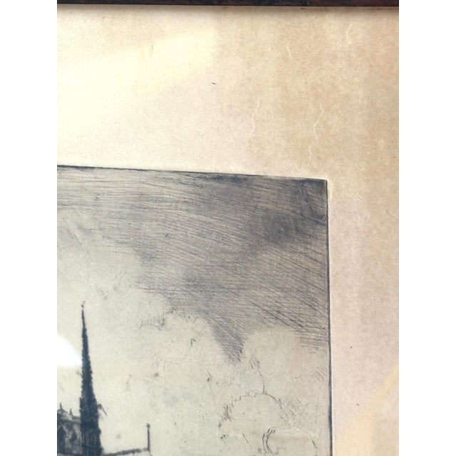 Gray Notre Dame, Paris Original Drypoint Etching by Harold Field Kellogg For Sale - Image 8 of 10