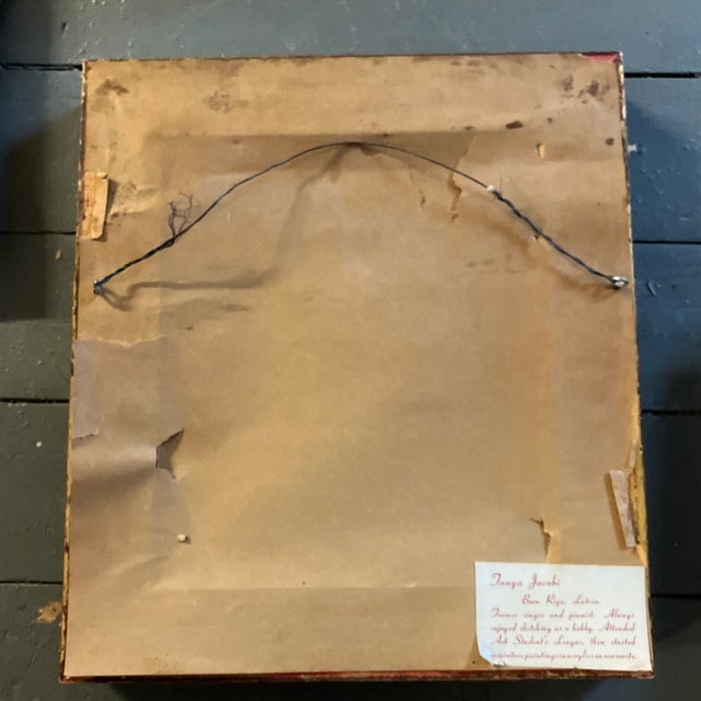 1970’s Original Tanya Jacobi White Kitten Painting Original Frame Signed For Sale - Image 4 of 6