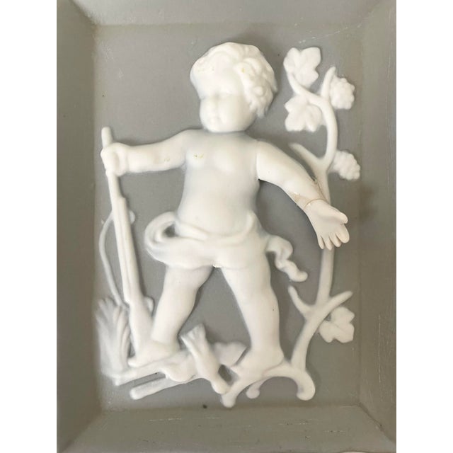 Vintage Jasperware by Andrea Four Seasons Porcelain Cherubs G848. Gray & White For Sale - Image 4 of 7