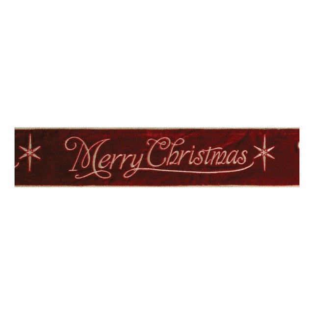 Merry Christmas Script Wired Ribbon 4" x 5 Yds. For Sale